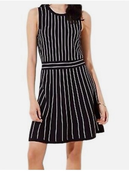 Women's Sleeveless Black & White Striped Dress